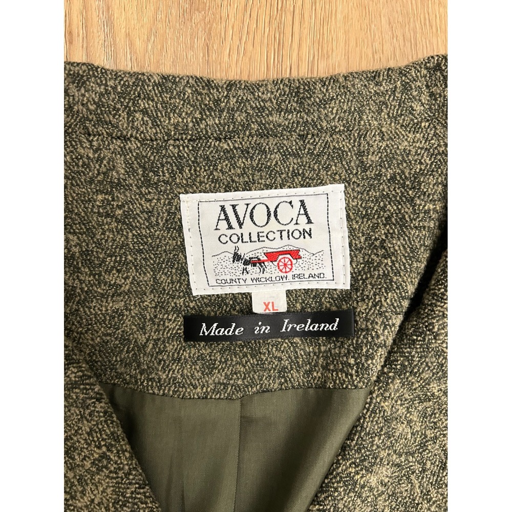 Avoca Collection Vintage Pure New Wool Blazer Jacket Ireland Olive Green XL - Picture 3 of 7